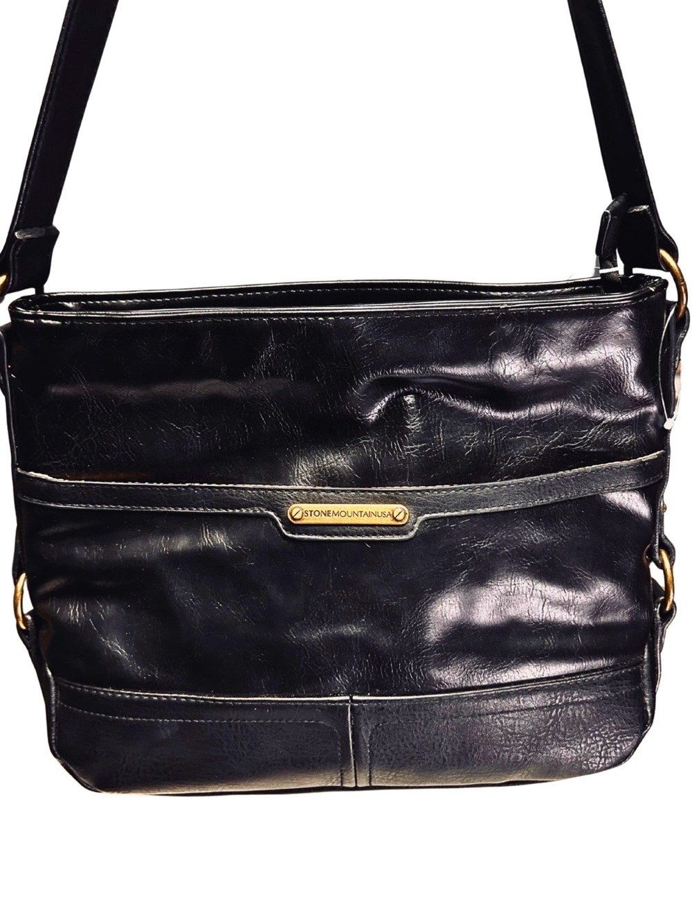 Stone Mountain Accessories Black Leather Crossbody Bag